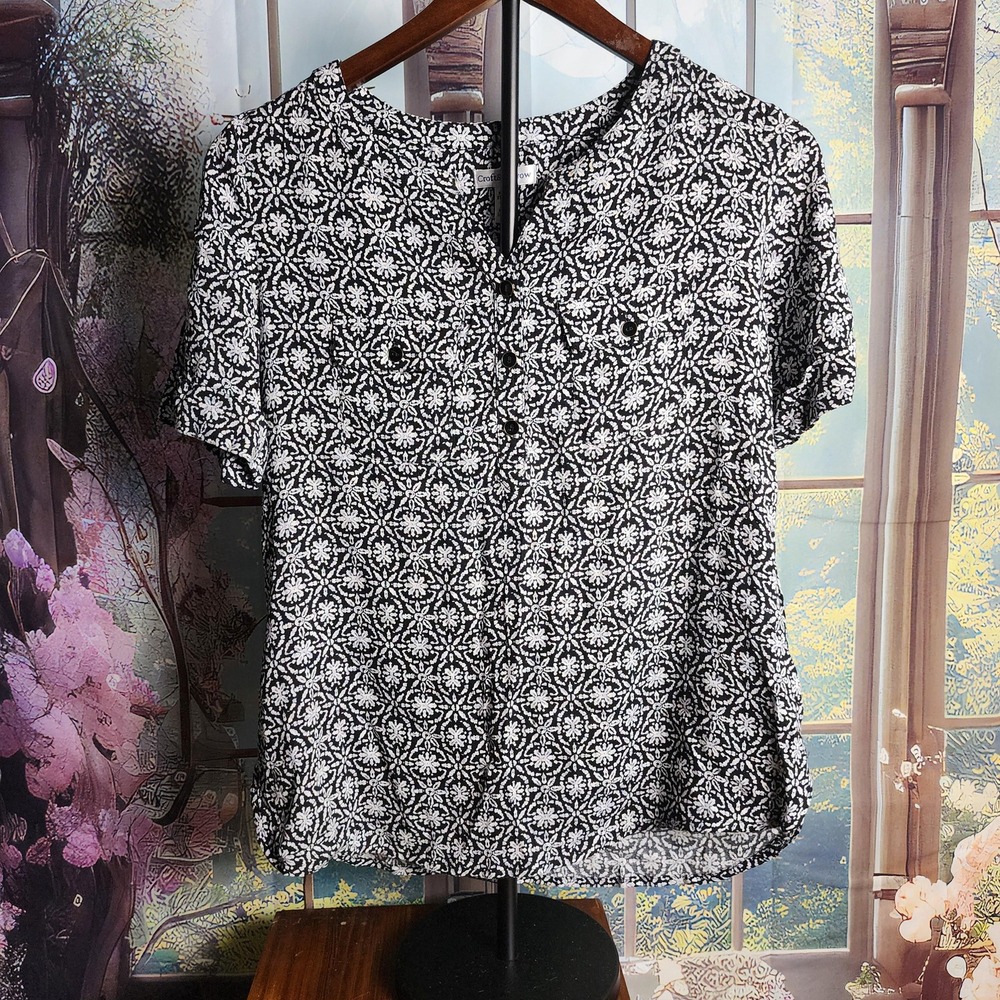 PXS Black and White Patterned Printed Tee by Croft & Barrow